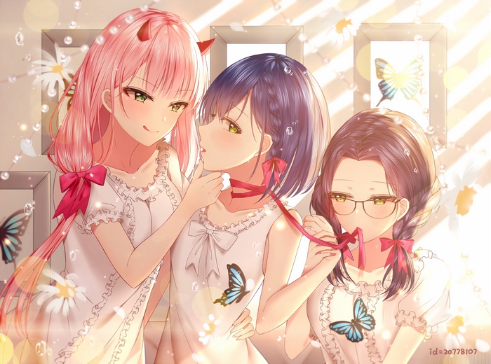 Zero Two and Ichigo from Darling in the FranXX
