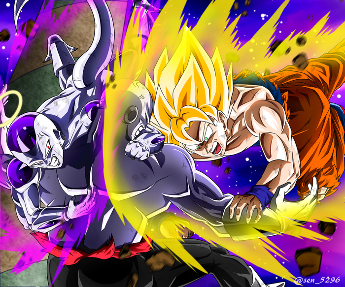 Goku vs Frieza and Jiren from Dragon Ball