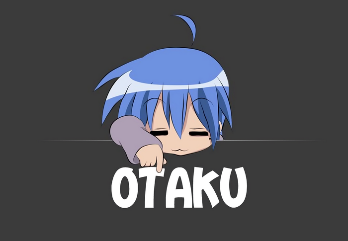 Konata Izumi from Lucky Star with Otaku text