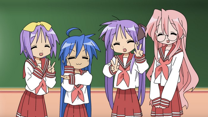 Lucky Star girls in school uniforms