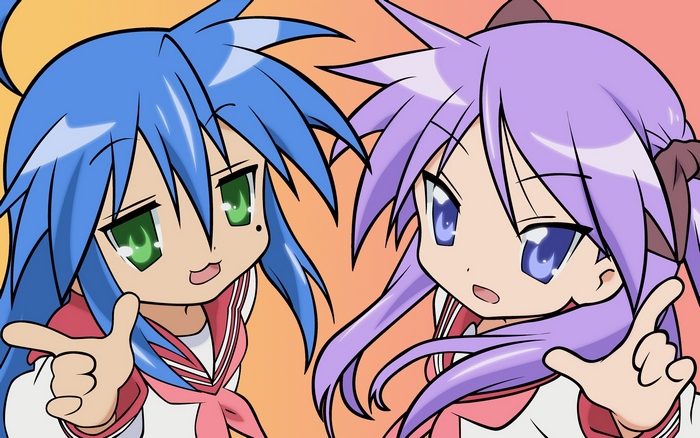 Konata Izumi and Kagami Hiiragi from Lucky Star