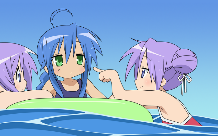 Lucky Star characters in the water