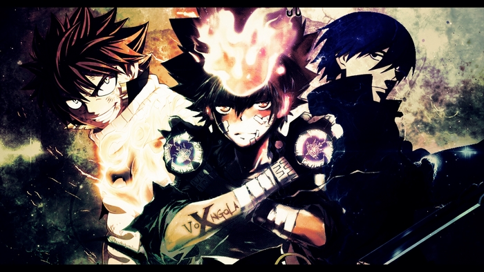Natsu Dragneel, Tsunayoshi Sawada, and Hei from Darker Than Black
