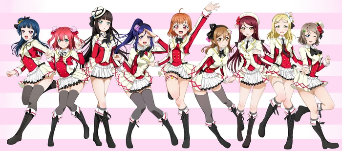 9 girls from Love Live! Sunshine!! in school uniforms