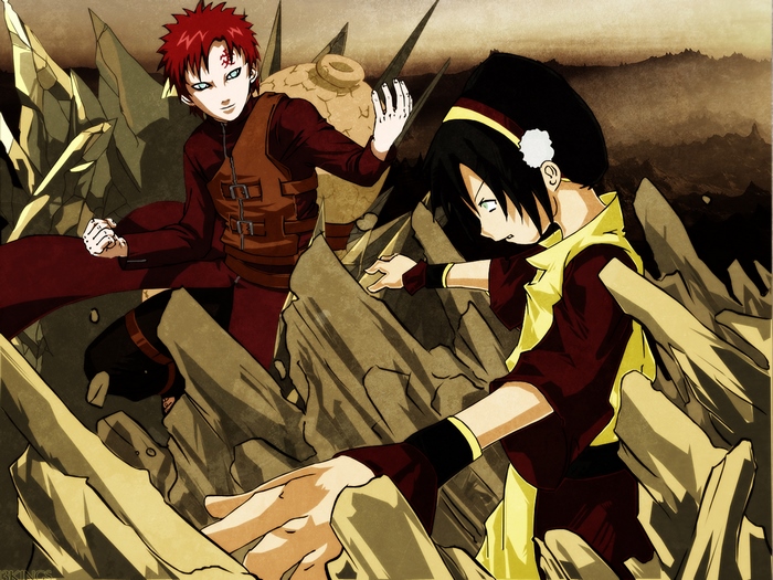Gaara and Toph from Naruto and Avatar