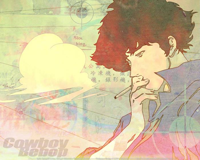 Spike Spiegel from Cowboy Bebop smoking