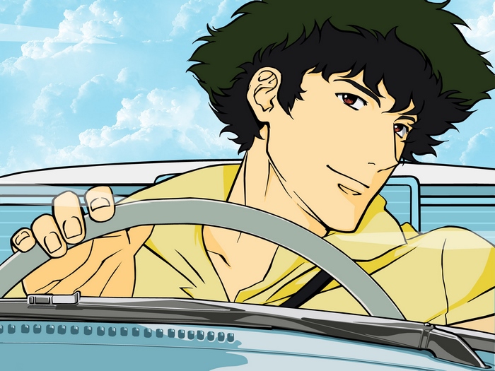 Spike Spiegel driving a car