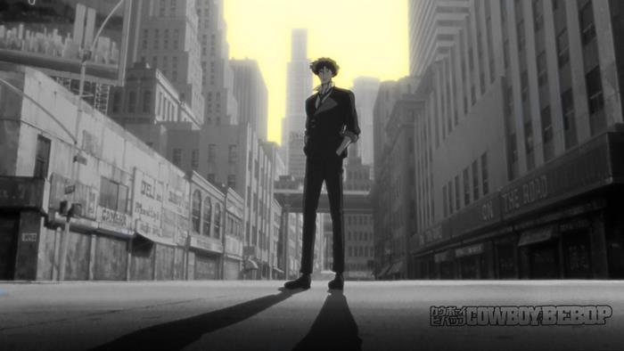 Spike Spiegel from Cowboy Bebop in a city