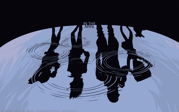 Spike Spiegel and friends reflected in water