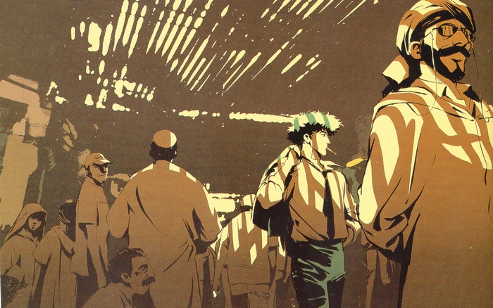 Spike Spiegel and others in a crowd