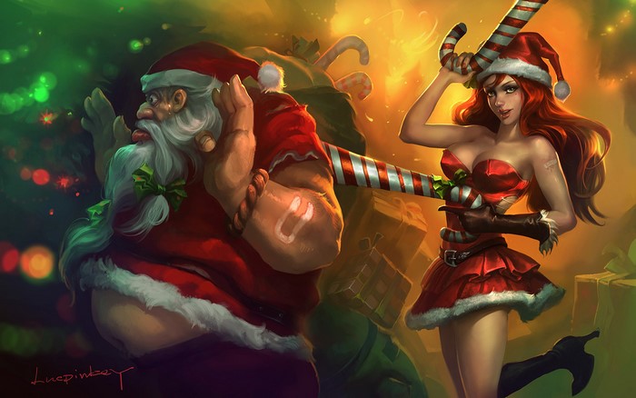 Miss Fortune and Santa Claus from League of Legends