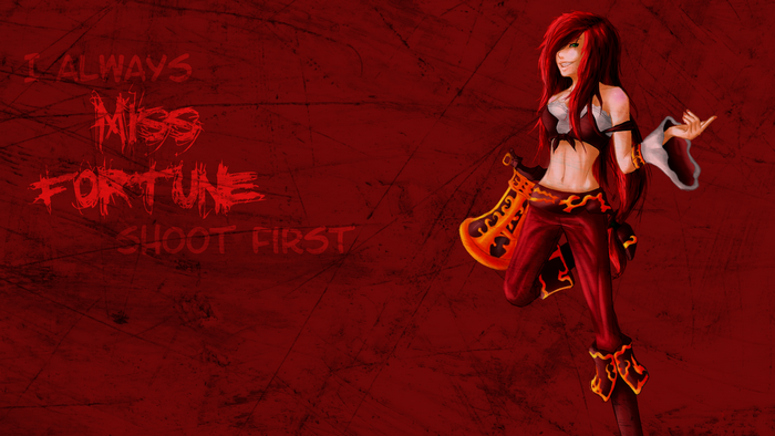 Miss Fortune from League of Legends with text