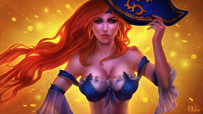 Miss Fortune from League of Legends with coins