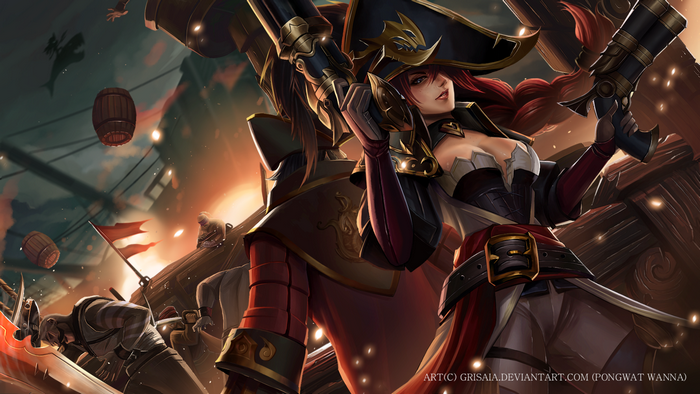 Miss Fortune from League of Legends on a ship
