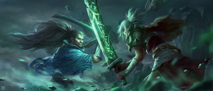 Yasuo from League of Legends fighting