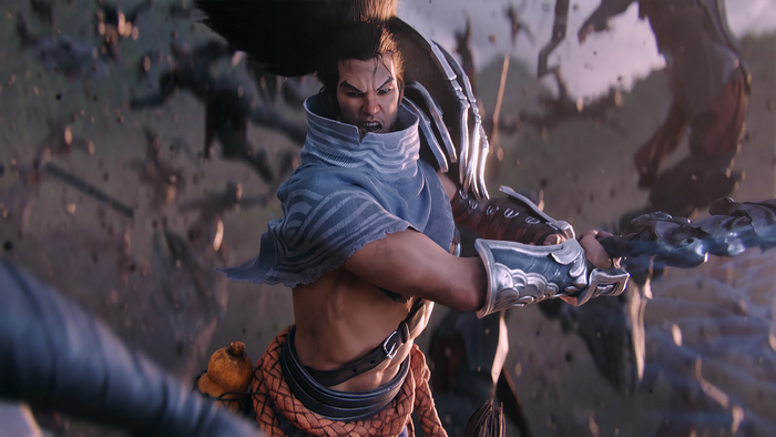 Yasuo from League of Legends in battle