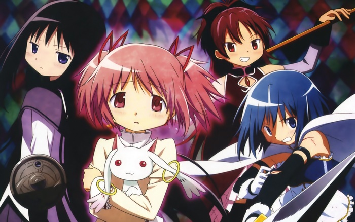 Madoka Magica characters with Kyubey