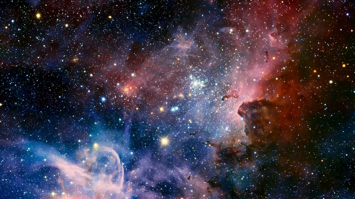 A colorful nebula filled with stars