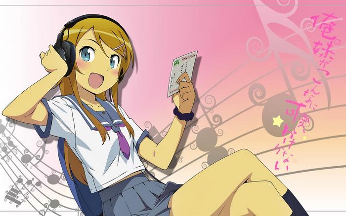 Kirino Kousaka from Oreimo listening to music
