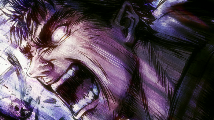 Guts from Berserk screaming