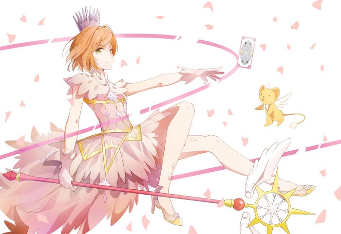 Sakura Kinomoto from Cardcaptor Sakura with Keroberos