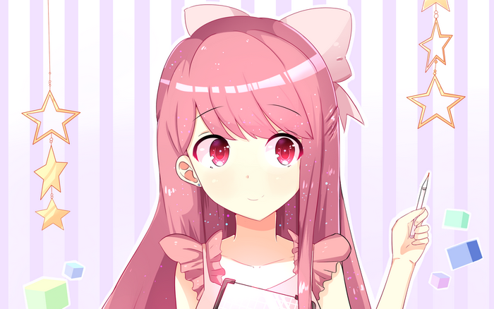 Pink-haired girl with bow and stars