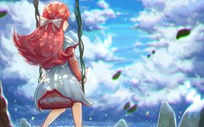 Rin from Shelter on a swing