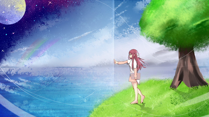 Rin from Shelter reaching towards the night sky