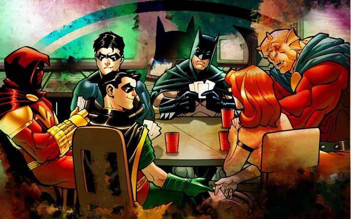 DC Comics characters playing cards