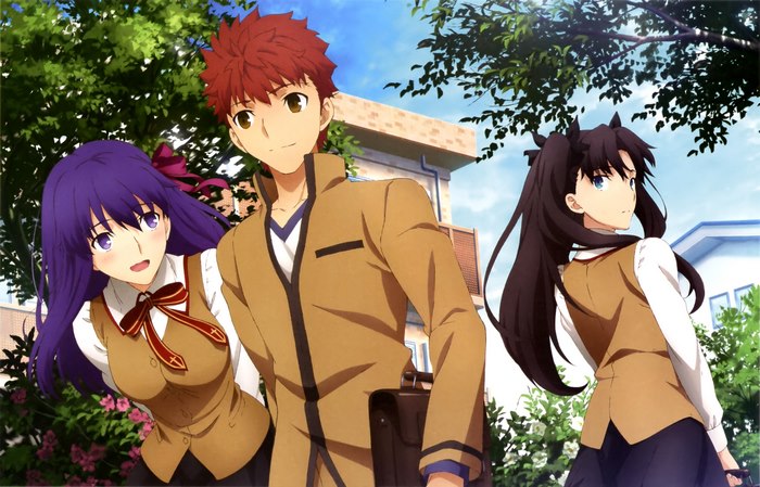 Sakura Matou and friends from Fate/stay night