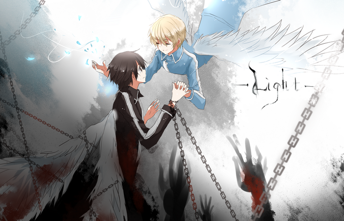 Eugeo from Sword Art Online with chains and light