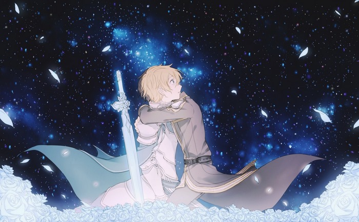 Eugeo from Sword Art Online hugging another character