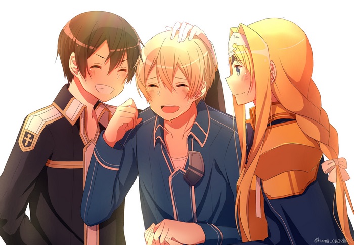 Eugeo, Kirito, and Alice from Sword Art Online