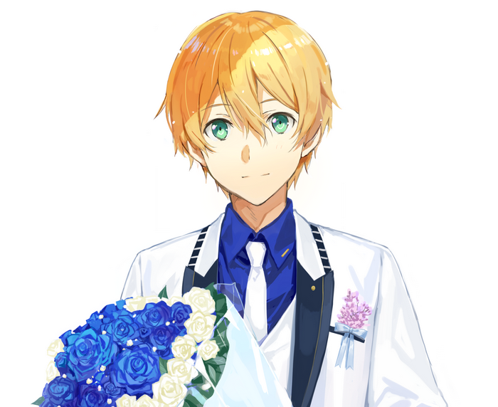 Eugeo from Sword Art Online holding flowers