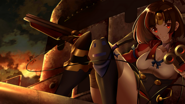 Mumei from Kabaneri of the Iron Fortress with a gun