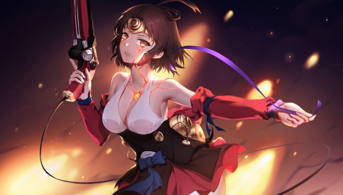 Mumei from Kabaneri of the Iron Fortress holding a gun