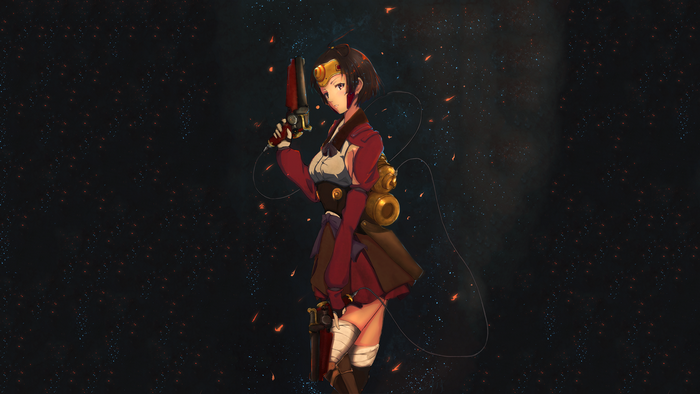 Mumei from Kabaneri of the Iron Fortress holding a gun