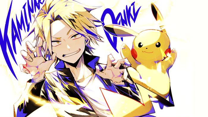 Energetic Denki Kaminari with Pikachu Illustration