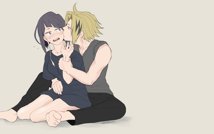 Denki Kaminari kissing Kyoka Jiro