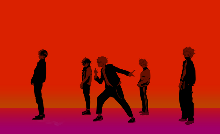My Hero Academia characters in silhouette