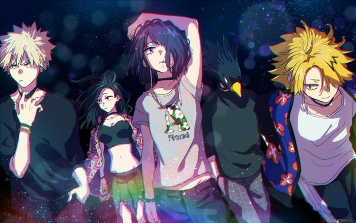Denki Kaminari and Anime Characters in Dynamic Night