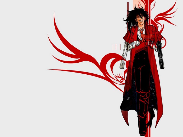 Alucard from Hellsing holding guns
