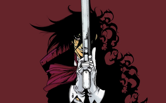 Alucard from Hellsing holding a gun