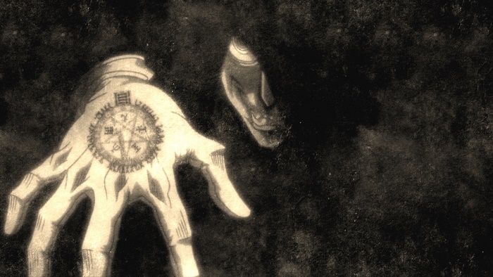 Alucard from Hellsing with a summoning circle on his hand
