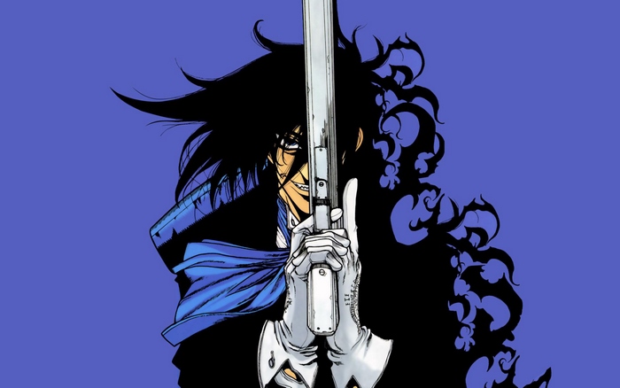 Alucard from Hellsing holding a gun