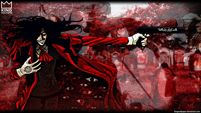 Alucard from Hellsing holding a gun