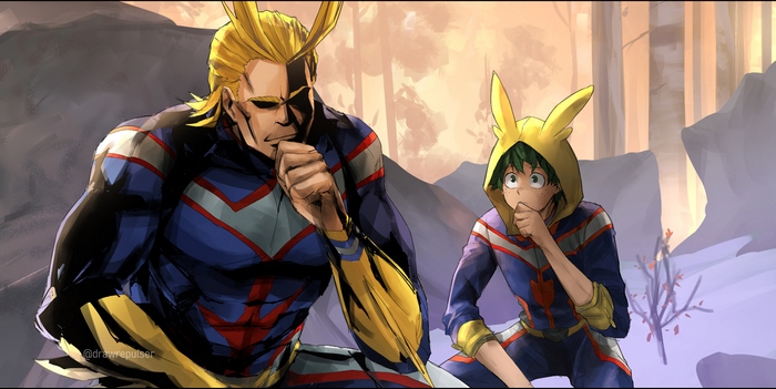 All Might and Izuku Midoriya from My Hero Academia