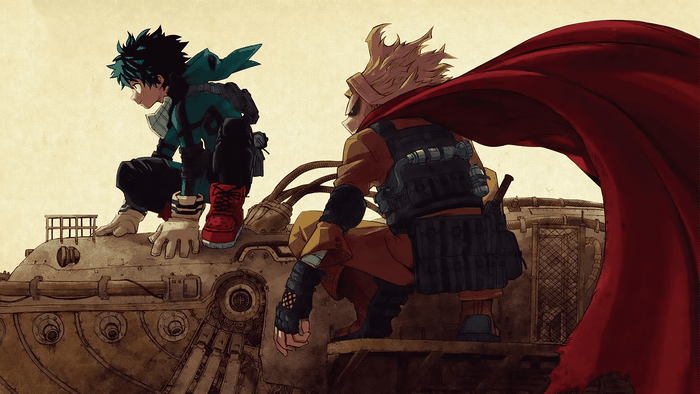 Izuku Midoriya and All Might from My Hero Academia