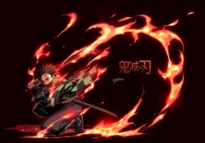 Tanjirou Kamado from Demon Slayer with fire