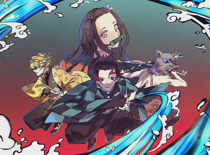 Demon Slayer: Tanjiro, Nezuko, Zenitsu, and Inosuke